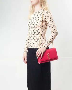 Saint Laurent Fuchsia Grained Leather Medium Kate Chain Bag