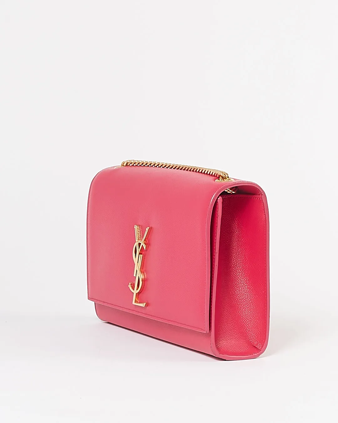 Saint Laurent Fuchsia Grained Leather Medium Kate Chain Bag