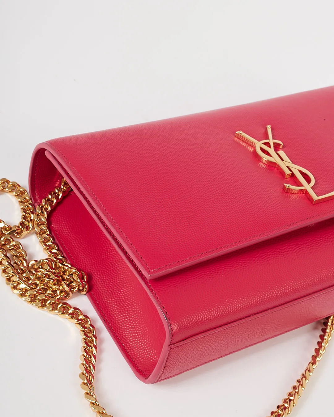 Saint Laurent Fuchsia Grained Leather Medium Kate Chain Bag