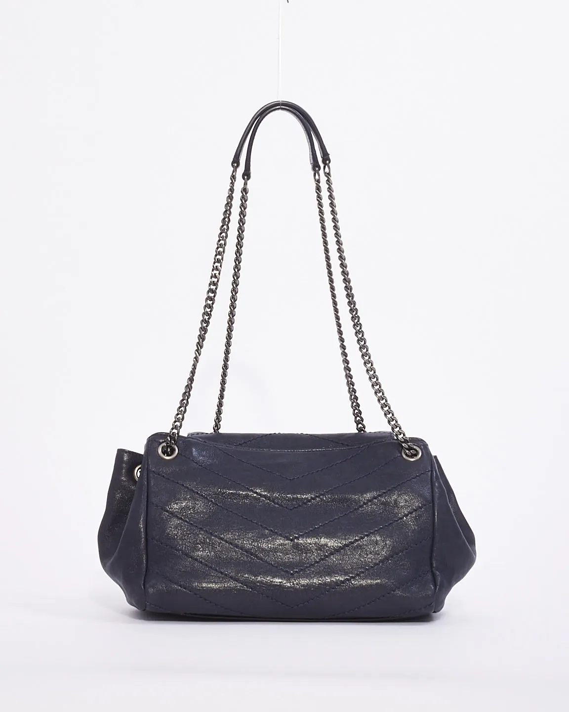 Saint Laurent Navy Blue Monogram Small Nolita Shoulder Bag