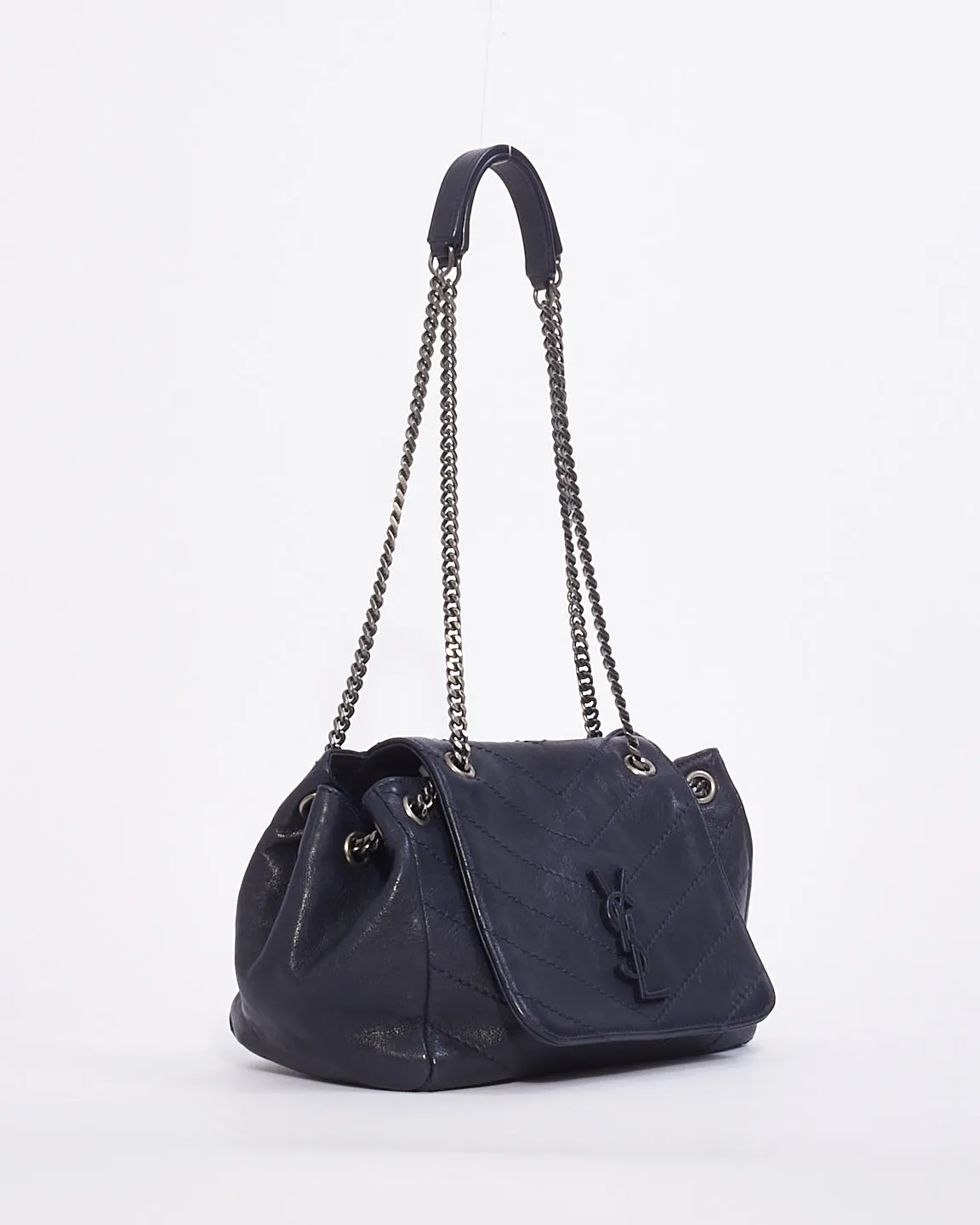 Saint Laurent Navy Blue Monogram Small Nolita Shoulder Bag