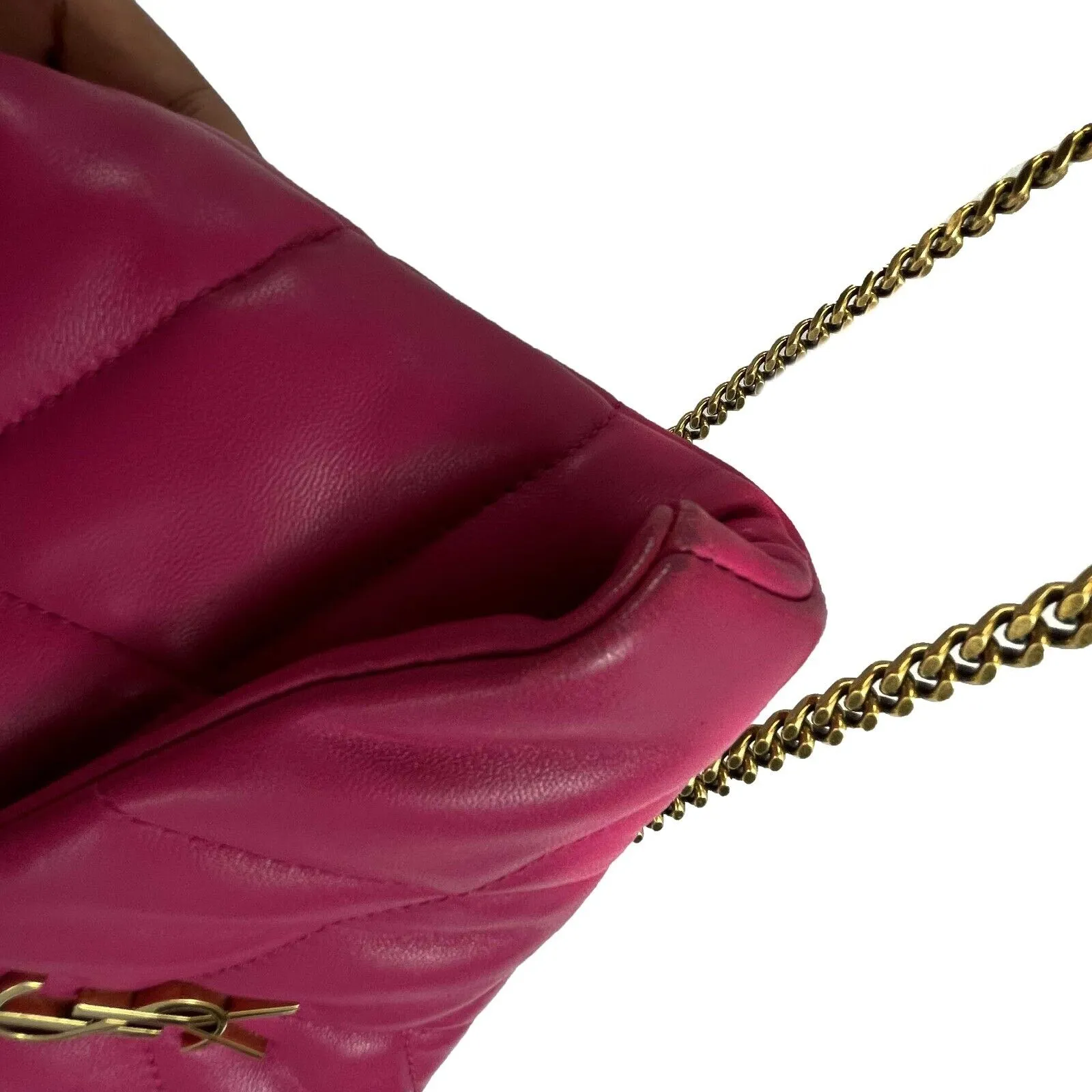 Saint Laurent - YSL - Puffer Toy Bag in Quilted Lambskin Fuschia Pink Crossbody