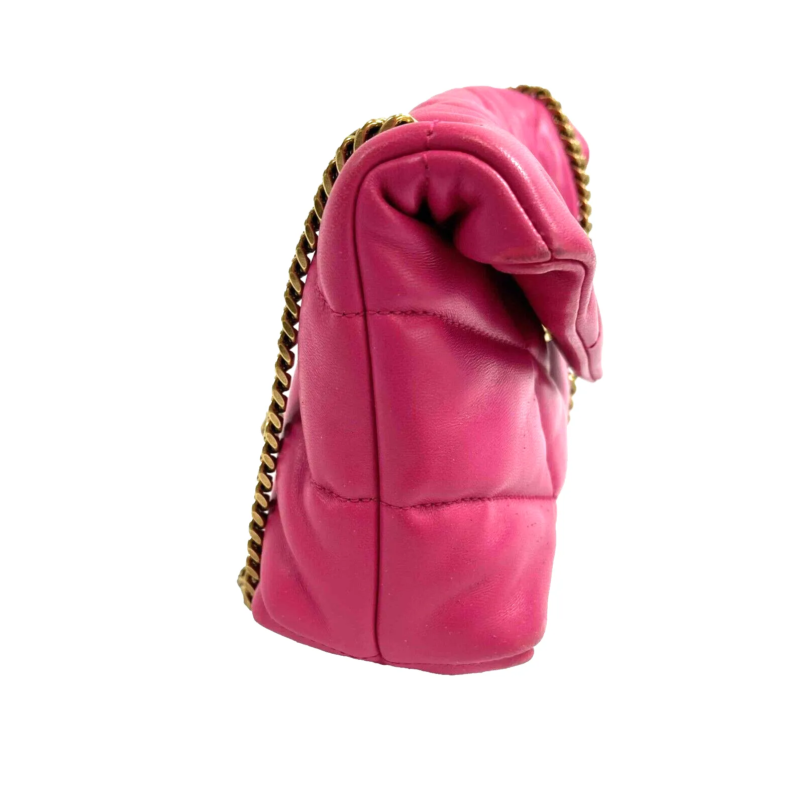 Saint Laurent - YSL - Puffer Toy Bag in Quilted Lambskin Fuschia Pink Crossbody