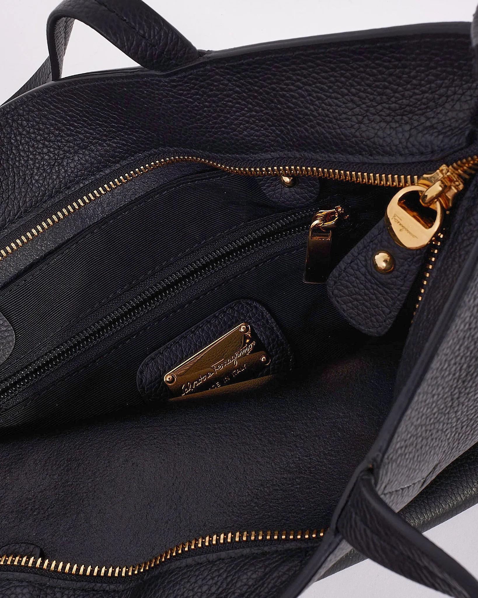 Salvatore Ferragamo Black Leather Small Tote Bag