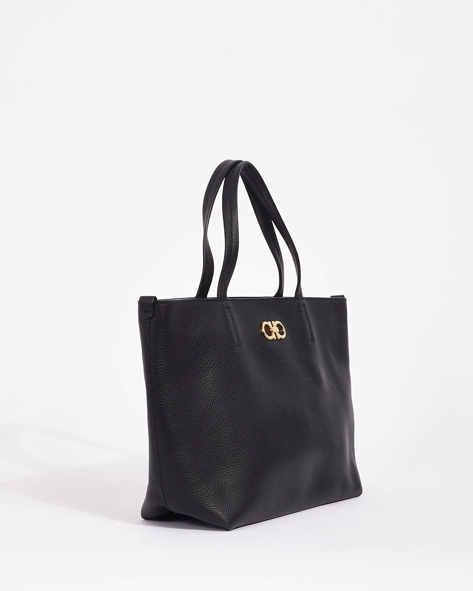 Salvatore Ferragamo Black Leather Small Tote Bag