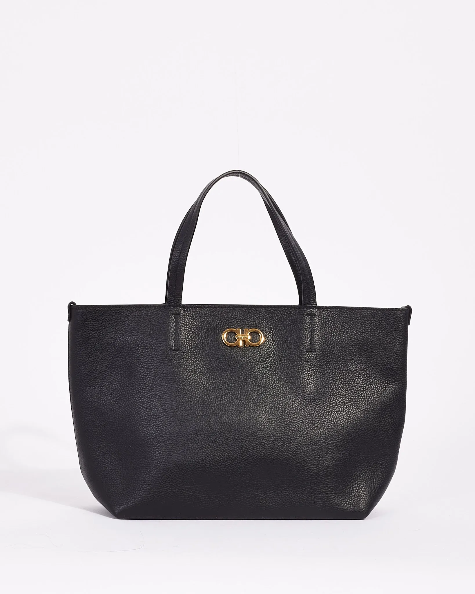 Salvatore Ferragamo Black Leather Small Tote Bag
