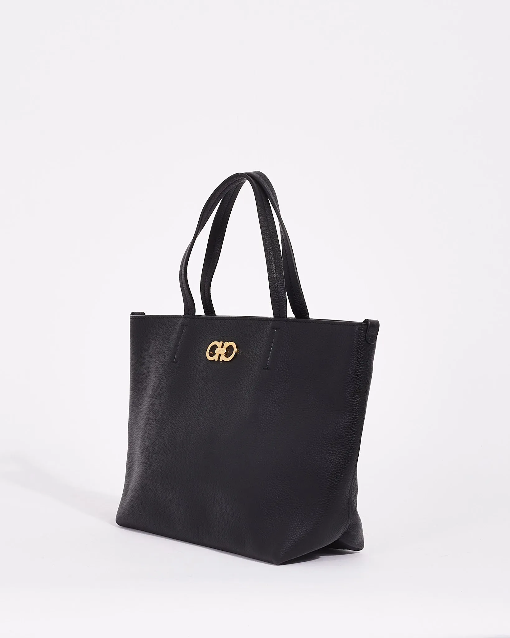 Salvatore Ferragamo Black Leather Small Tote Bag
