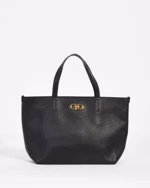 Salvatore Ferragamo Black Leather Small Tote Bag