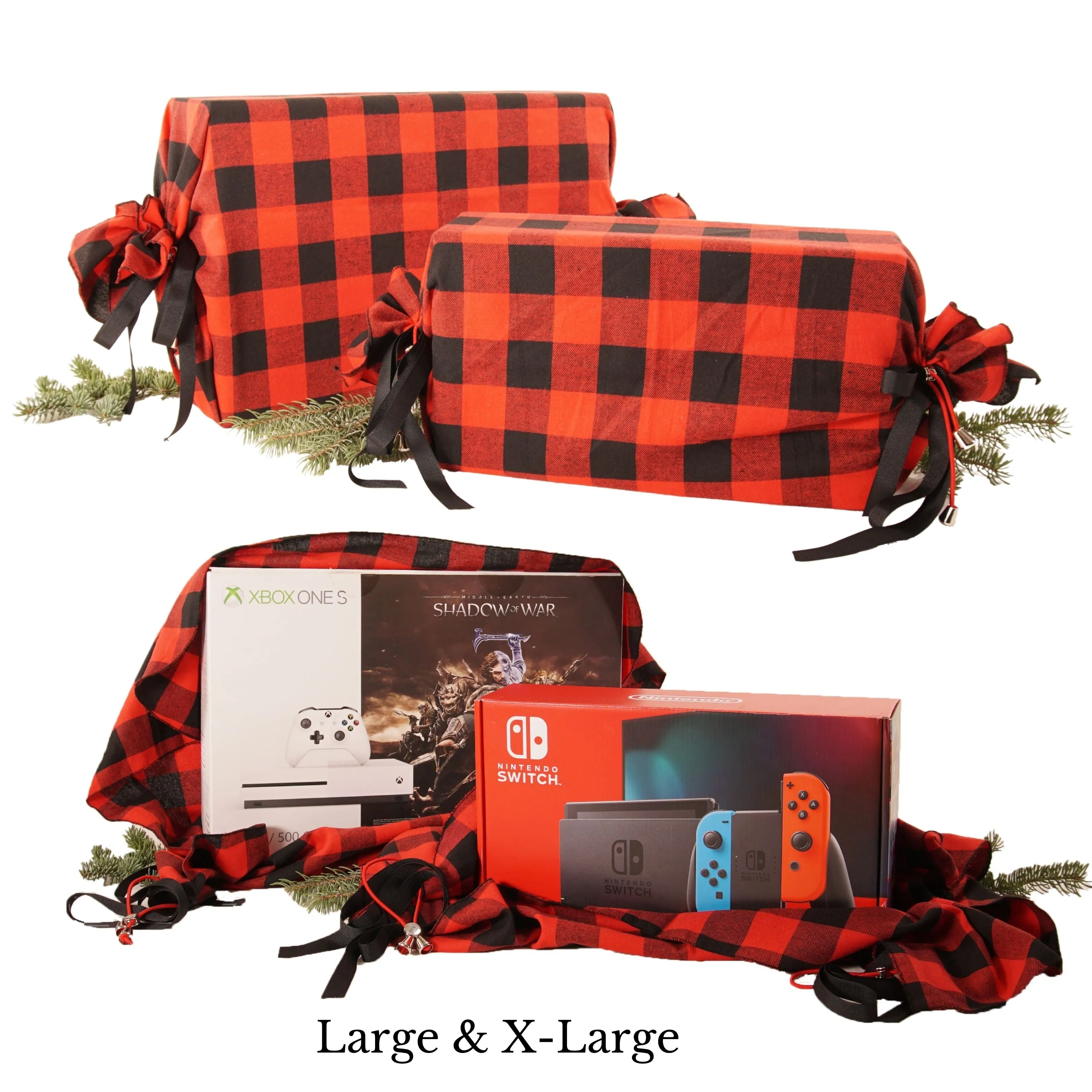Set of 5 Bonbon Wraps - Red Buffalo Plaid