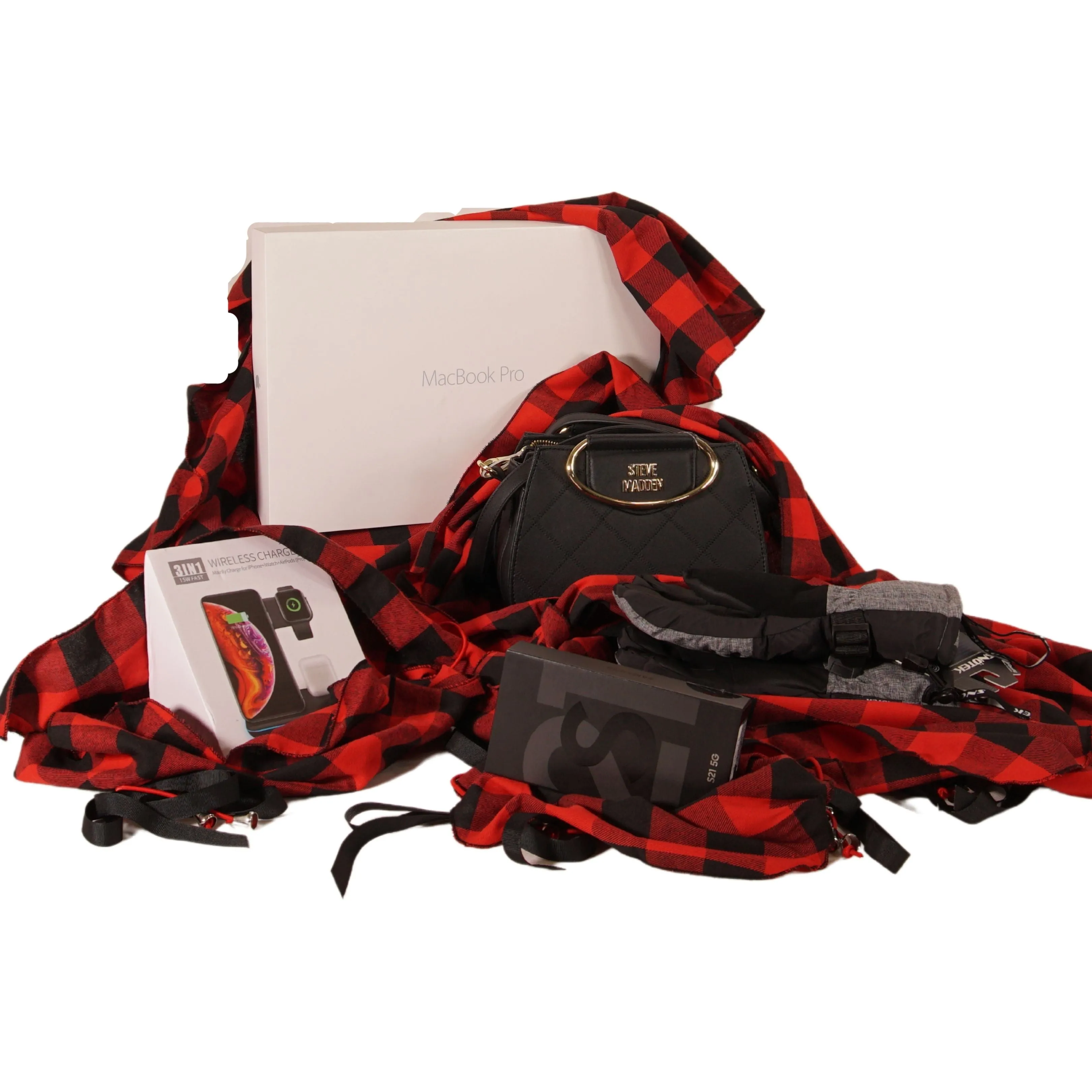 Set of 5 Bonbon Wraps - Red Buffalo Plaid