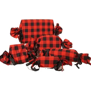 Set of 5 Bonbon Wraps - Red Buffalo Plaid