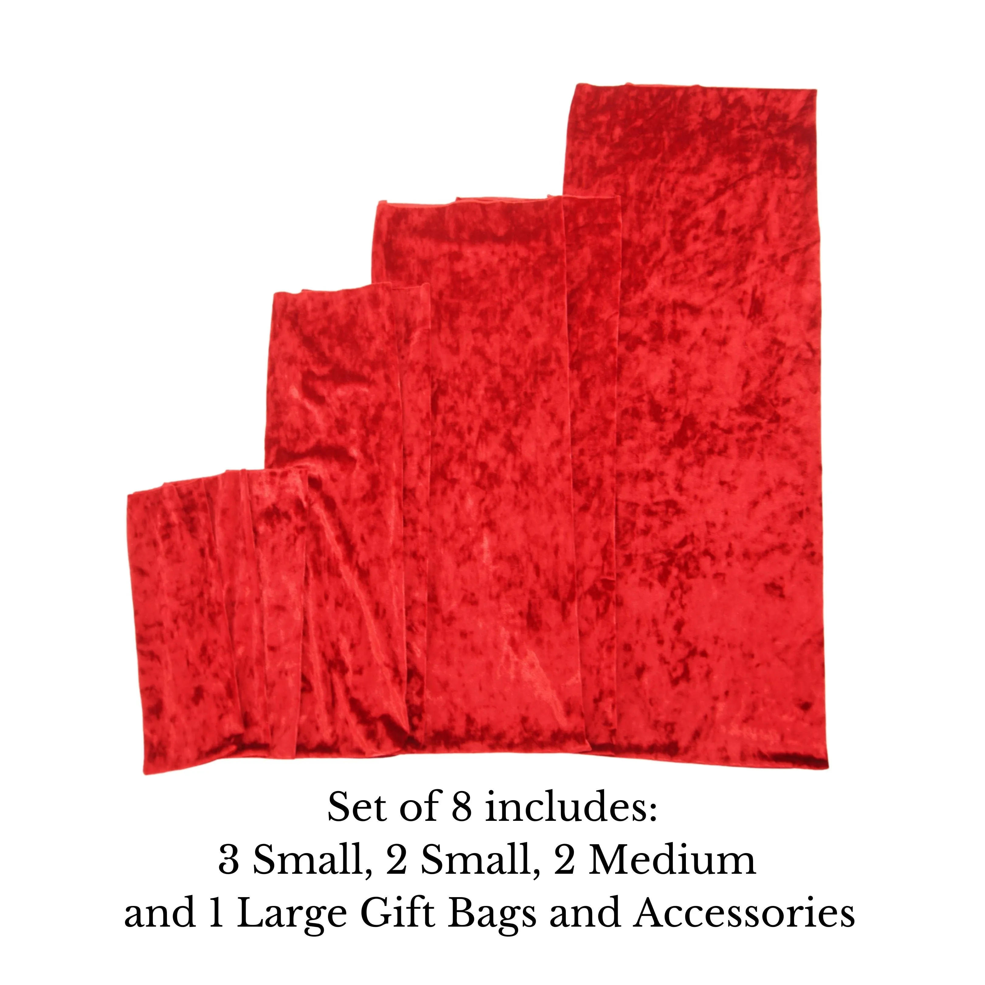 Set of 8 Stretchy Gift Bags - Crushed Red
