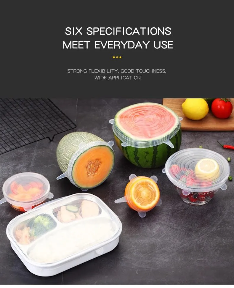 Silicone Stretch Lids - Set For 6