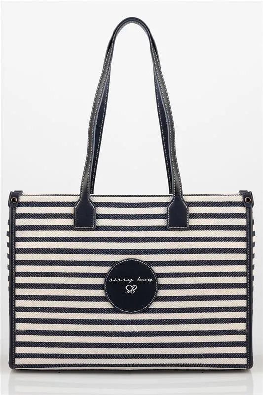 Sissy Boy LOVE IS LINED Striped Textile Tote Bag With Printed Sissy Boy Branding