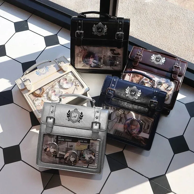 Sohiwoo Aesthetic Backpack Female JK Uniform Satchels PU Students Bolso Mujer Designer Subculture DIY Anime Badge Women Ita Bags
