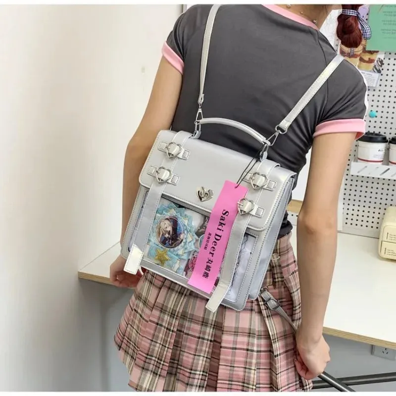 Sohiwoo JK Uniform Backpacks Women Y2K Subculture PU Satchels Aesthetic Designer Mochilas Para Mujer Daily Students Ita Bag Female