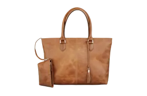 Sophie Tan Leather Womens 15" Laptop Tote