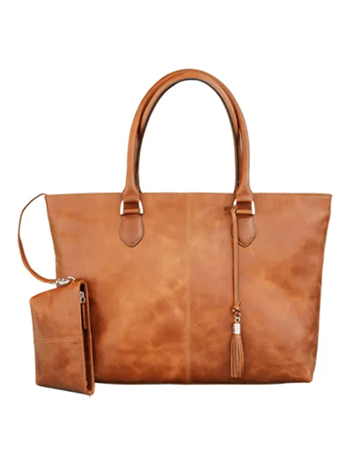 Sophie Tan Leather Womens 15" Laptop Tote