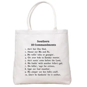 Southern 10 Commandments Tote Bag