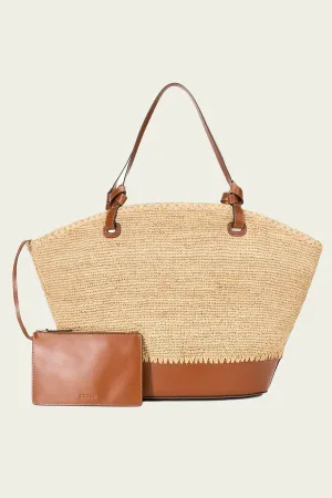 Squillo Raffia Tote in Natural Tan