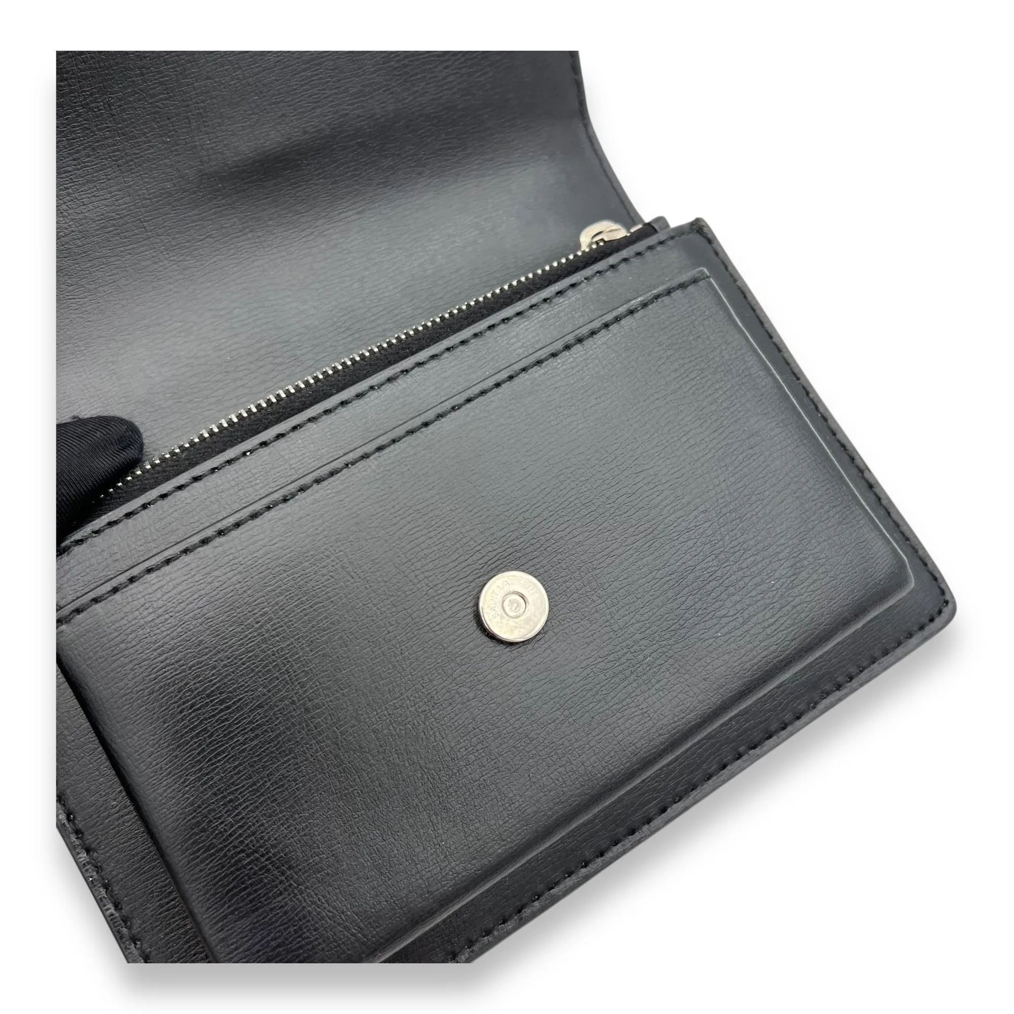 Sunset Crossbody Bag Mini Black in Calfskin, Silver hardware