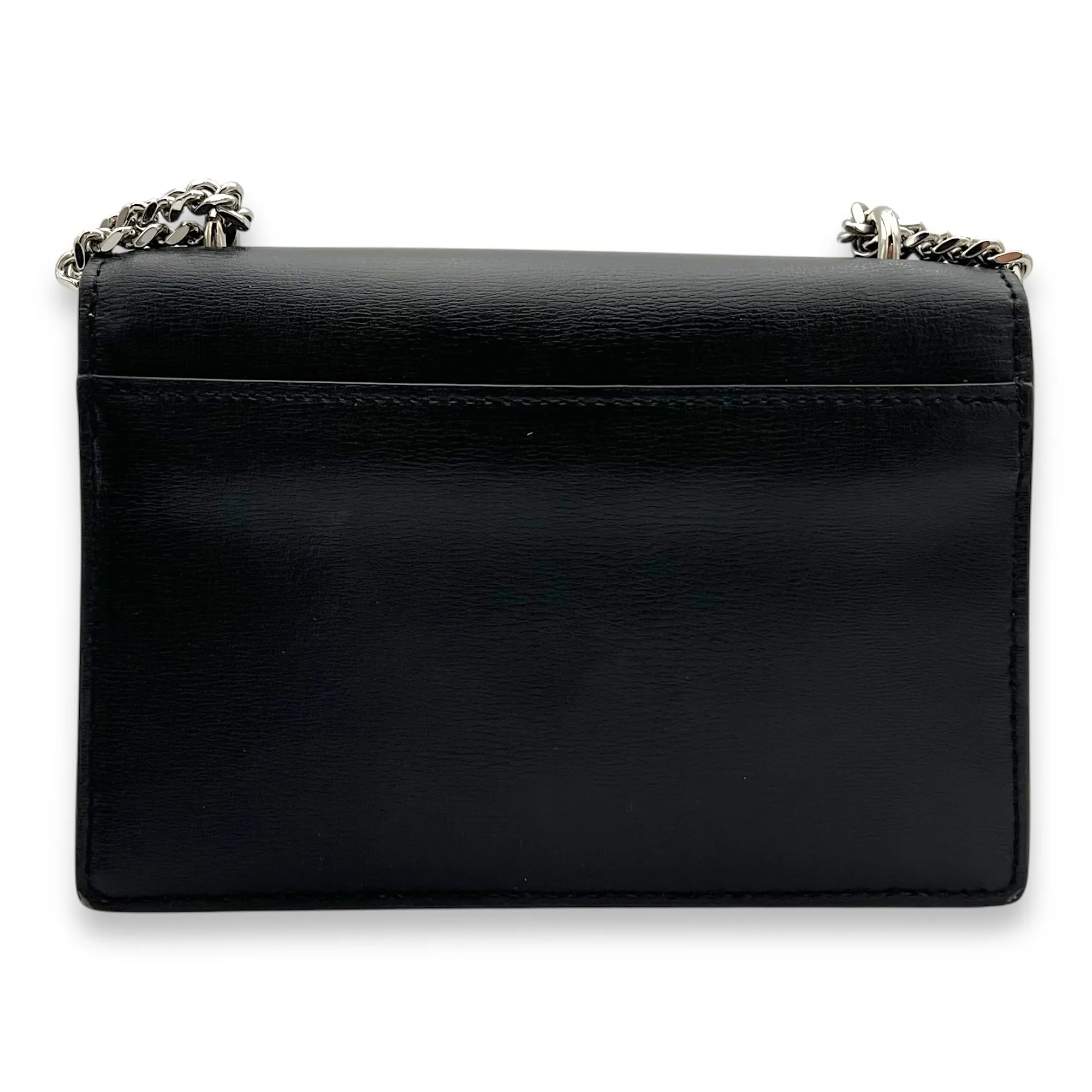Sunset Crossbody Bag Mini Black in Calfskin, Silver hardware