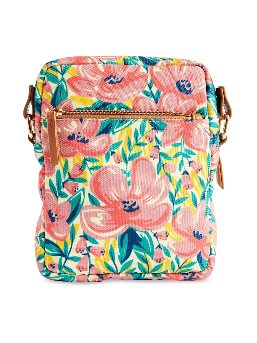 TEAL BY CHUMBAK Floral Printed Structured Canvas Sling Bag