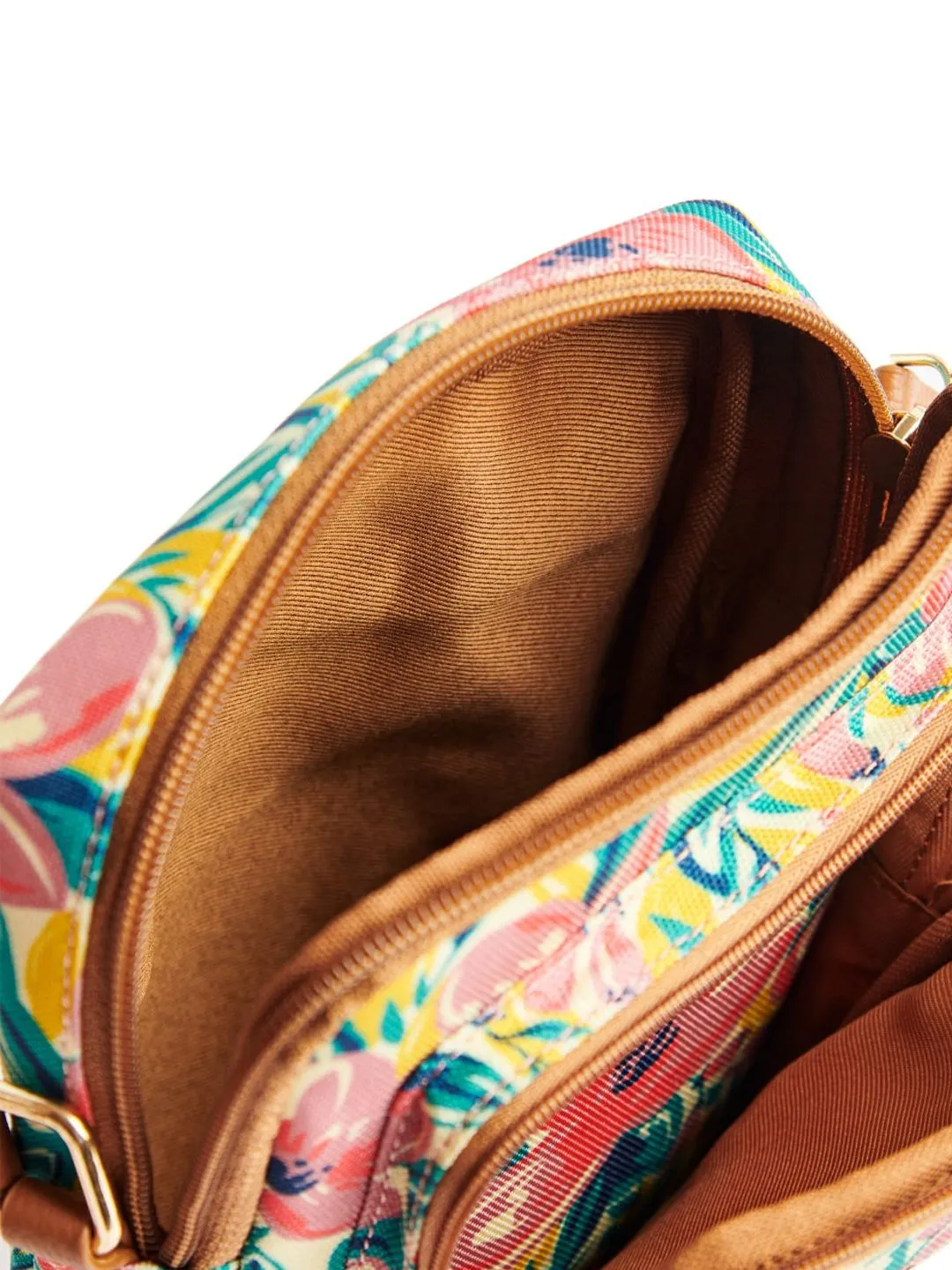 TEAL BY CHUMBAK Floral Printed Structured Canvas Sling Bag
