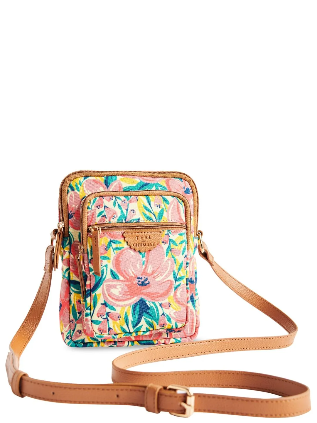 TEAL BY CHUMBAK Floral Printed Structured Canvas Sling Bag