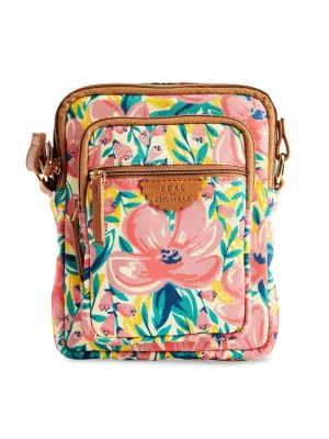 TEAL BY CHUMBAK Floral Printed Structured Canvas Sling Bag