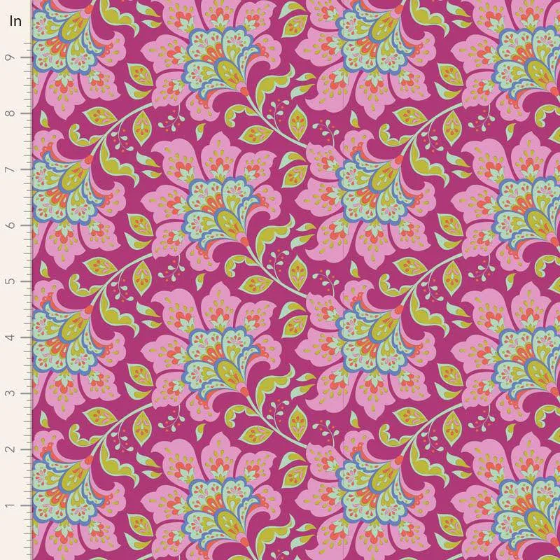 Tilda Bloomsville Fabric | Fat Quarter Pack | Tomato / Plum (5)