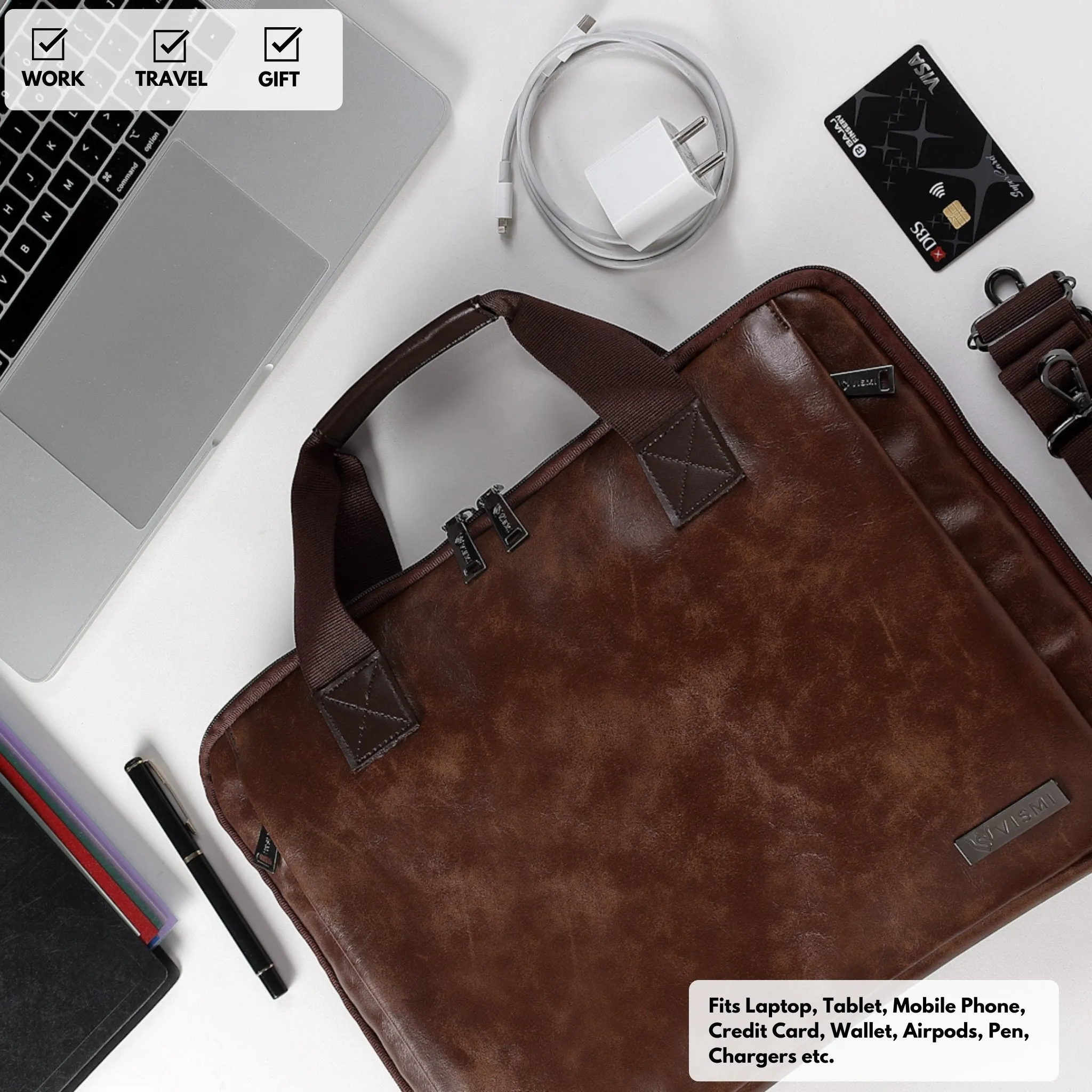 Timeless Unity Laptop Messenger Bag - Coffee Brown