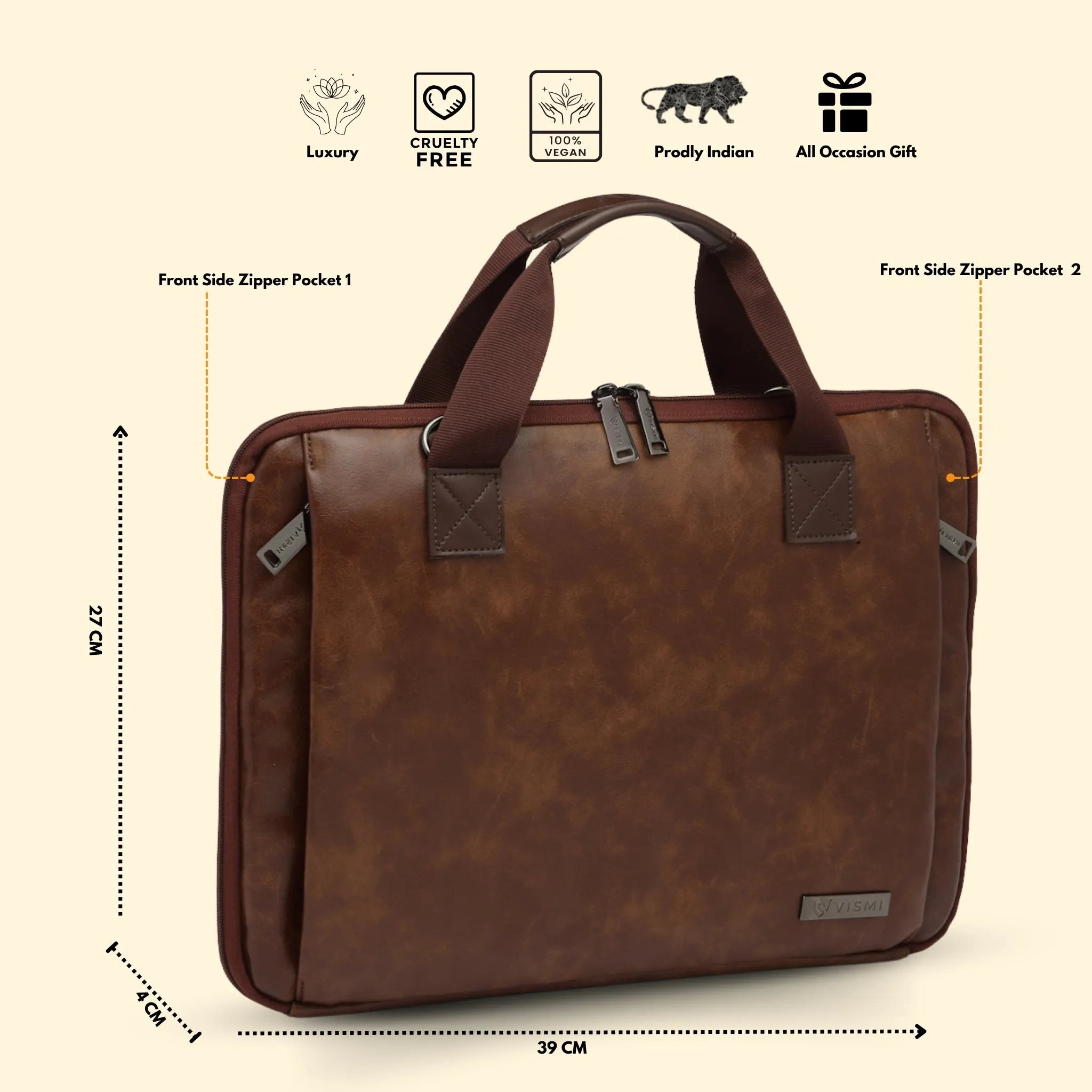 Timeless Unity Laptop Messenger Bag - Coffee Brown
