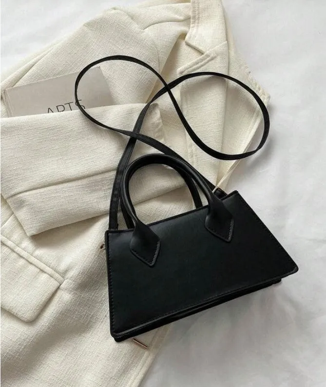 Top Handle Mini Straw Woven Black Tote Crossbody Bag