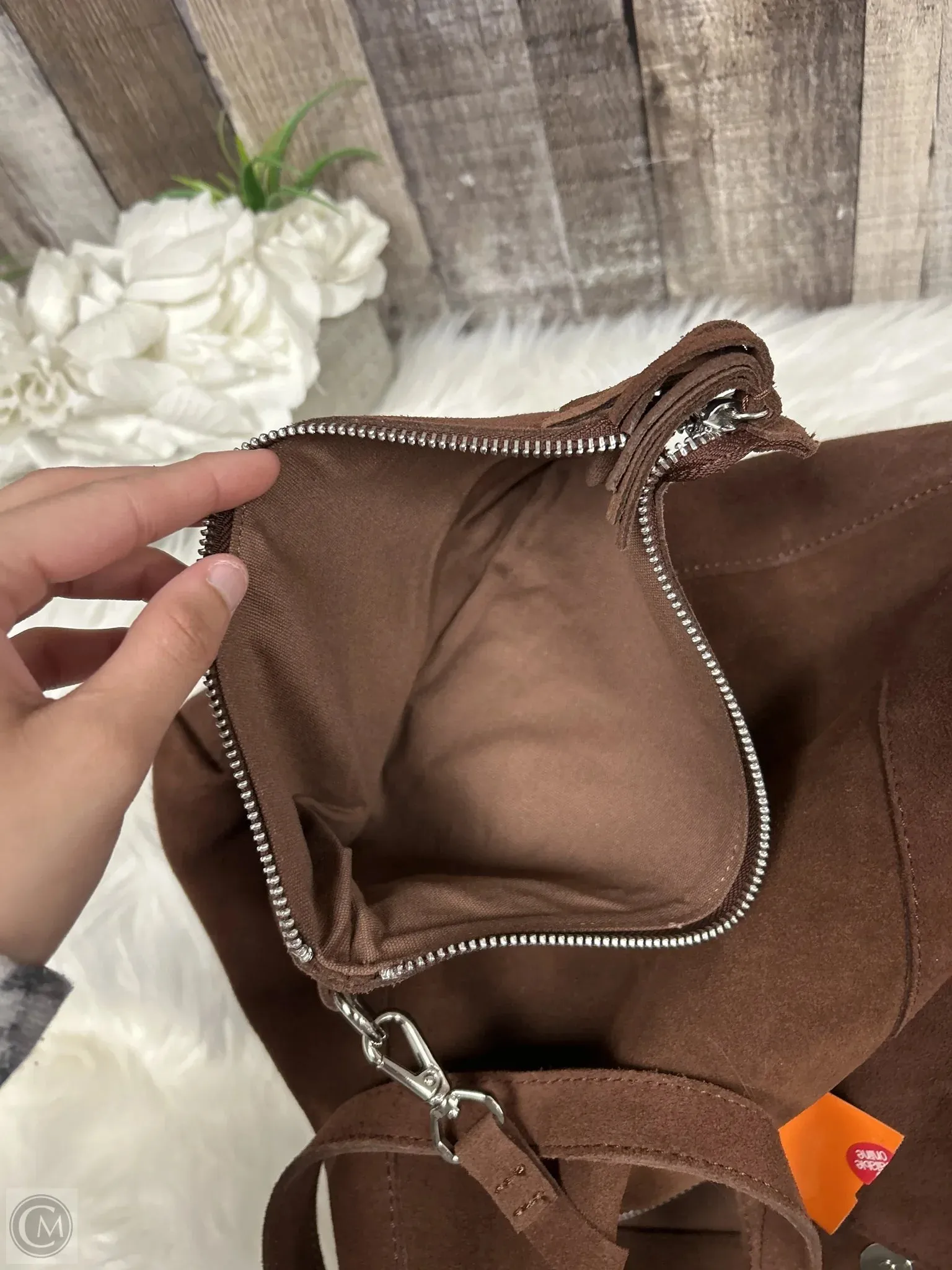 Tote Leather By Cme, Size: Medium