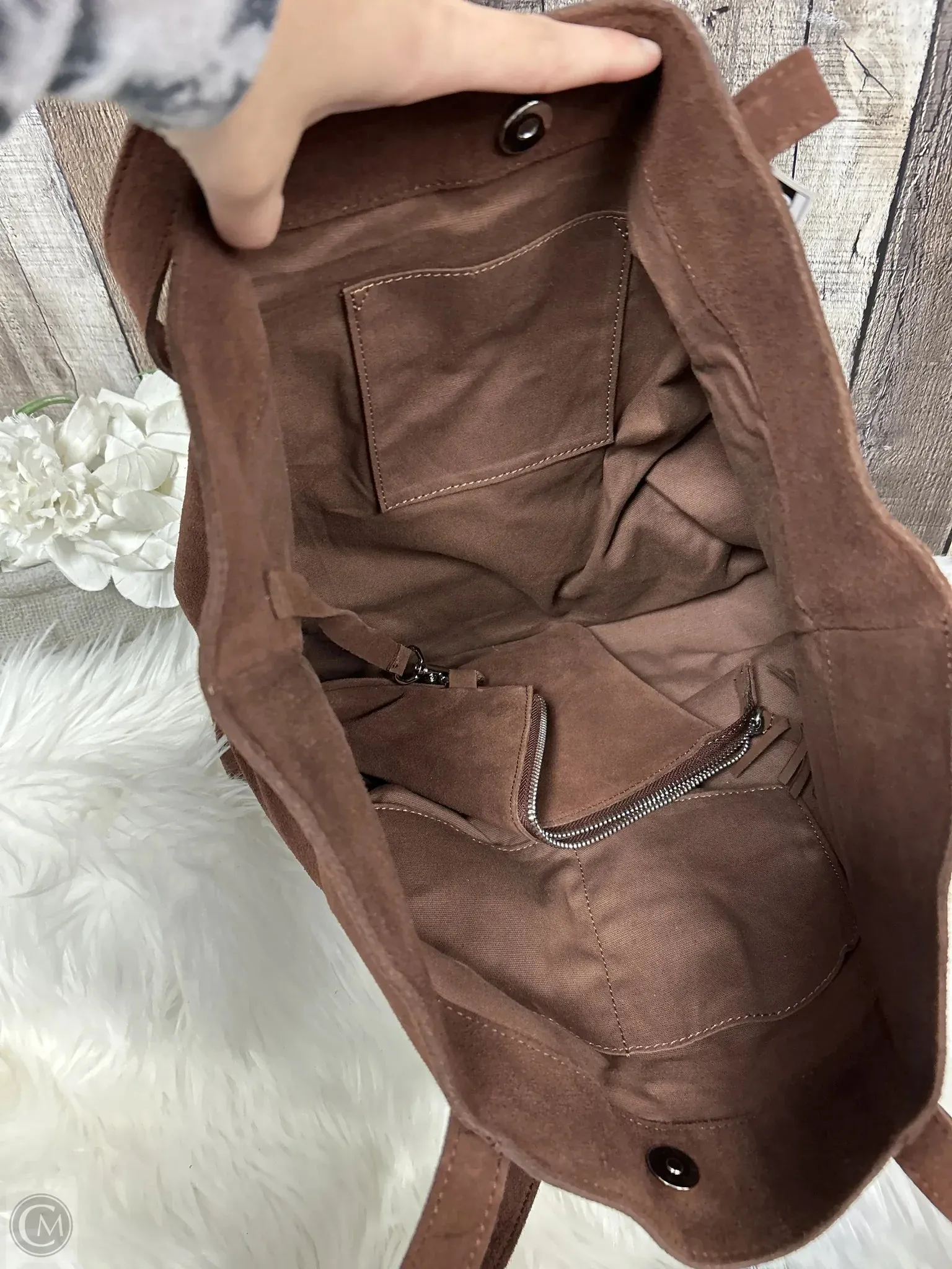 Tote Leather By Cme, Size: Medium