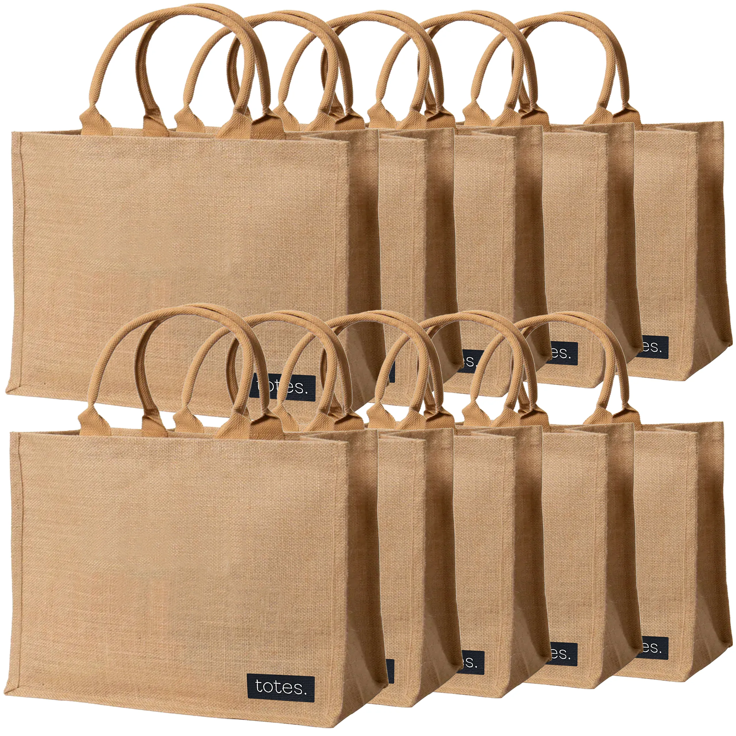 totes. Extra Large Burlap Bag with Handles 10 Pack