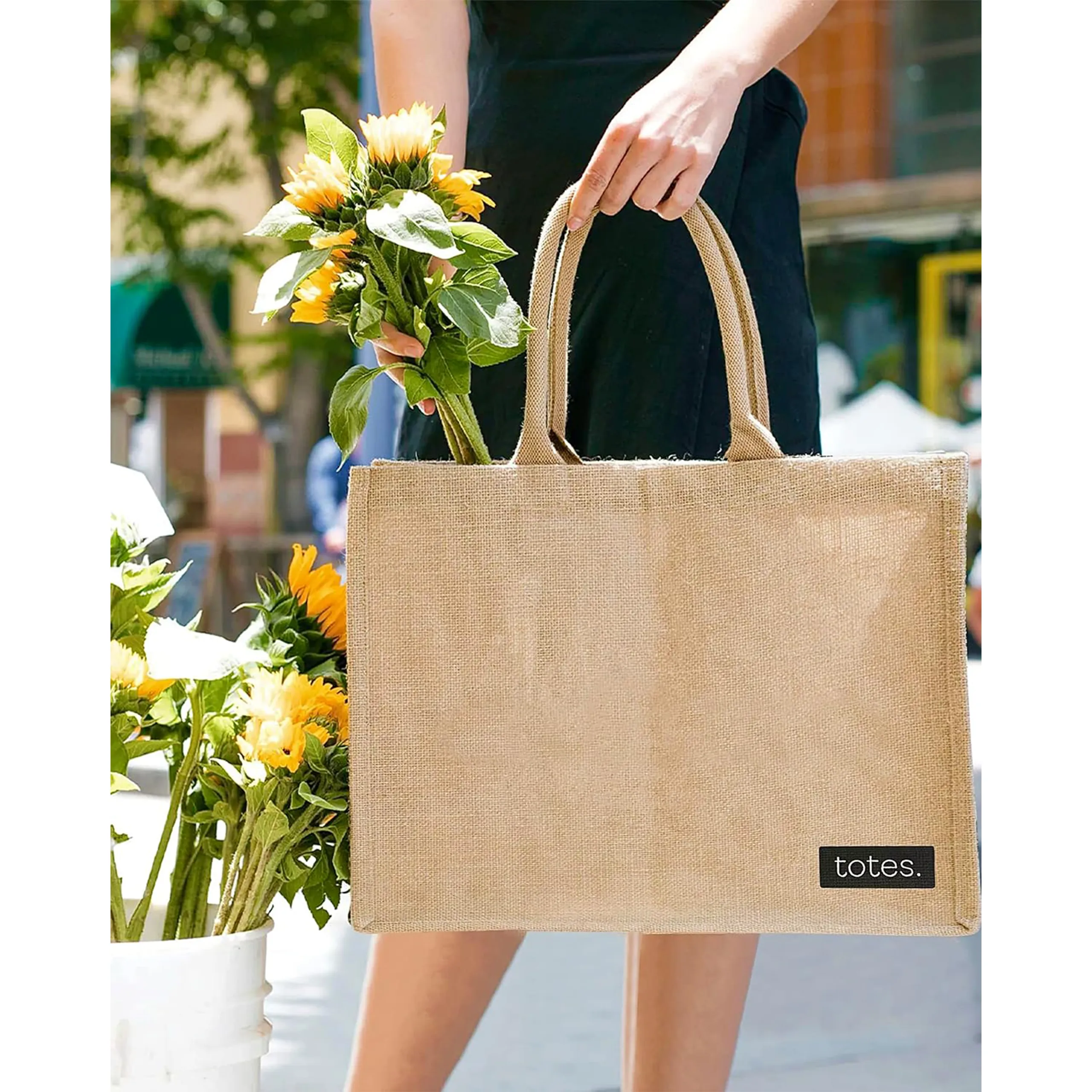 totes. Extra Large Burlap Bag with Handles 10 Pack