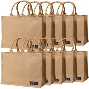 totes. Extra Large Burlap Bag with Handles 10 Pack