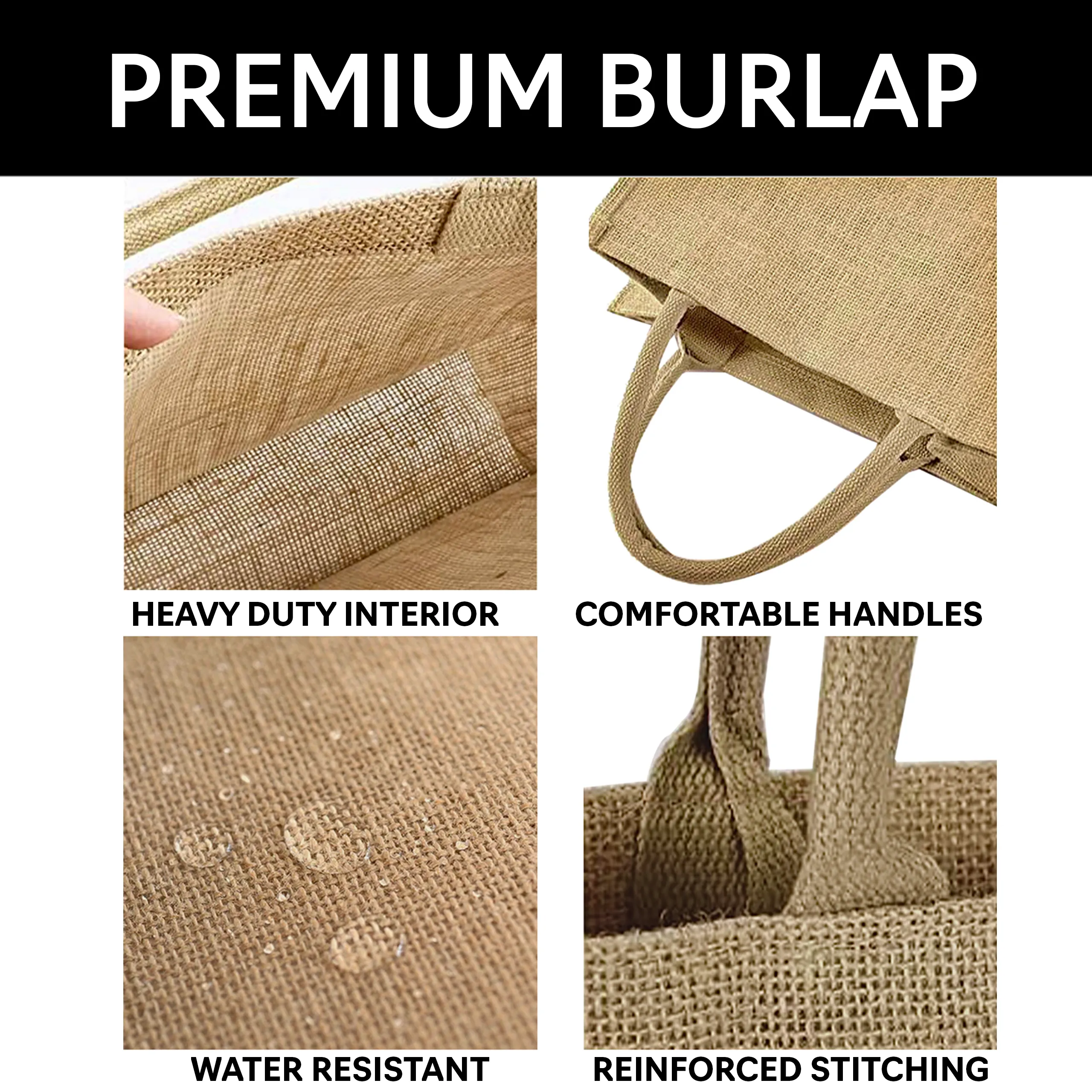 totes. Extra Large Burlap Bag with Handles 10 Pack