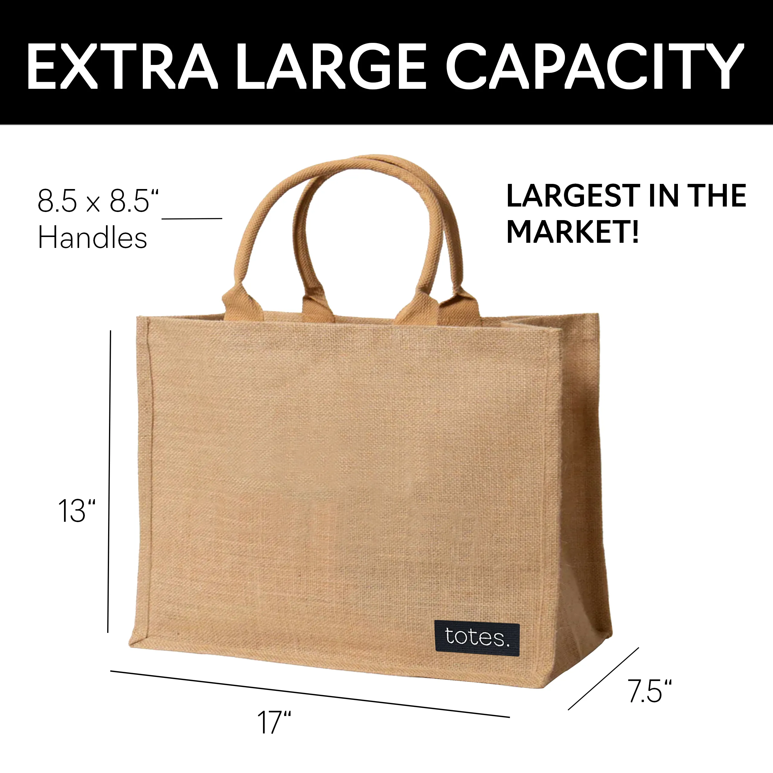 totes. Extra Large Burlap Bag with Handles 10 Pack
