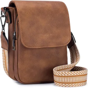 Trendy Crossbody Bags for Women, Leather Triple Compartment Cell Phone Purses with Card Slots
