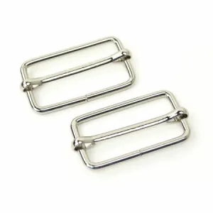 Two Slider Buckles 1 1/2" Nickel --- Sallie Tomato