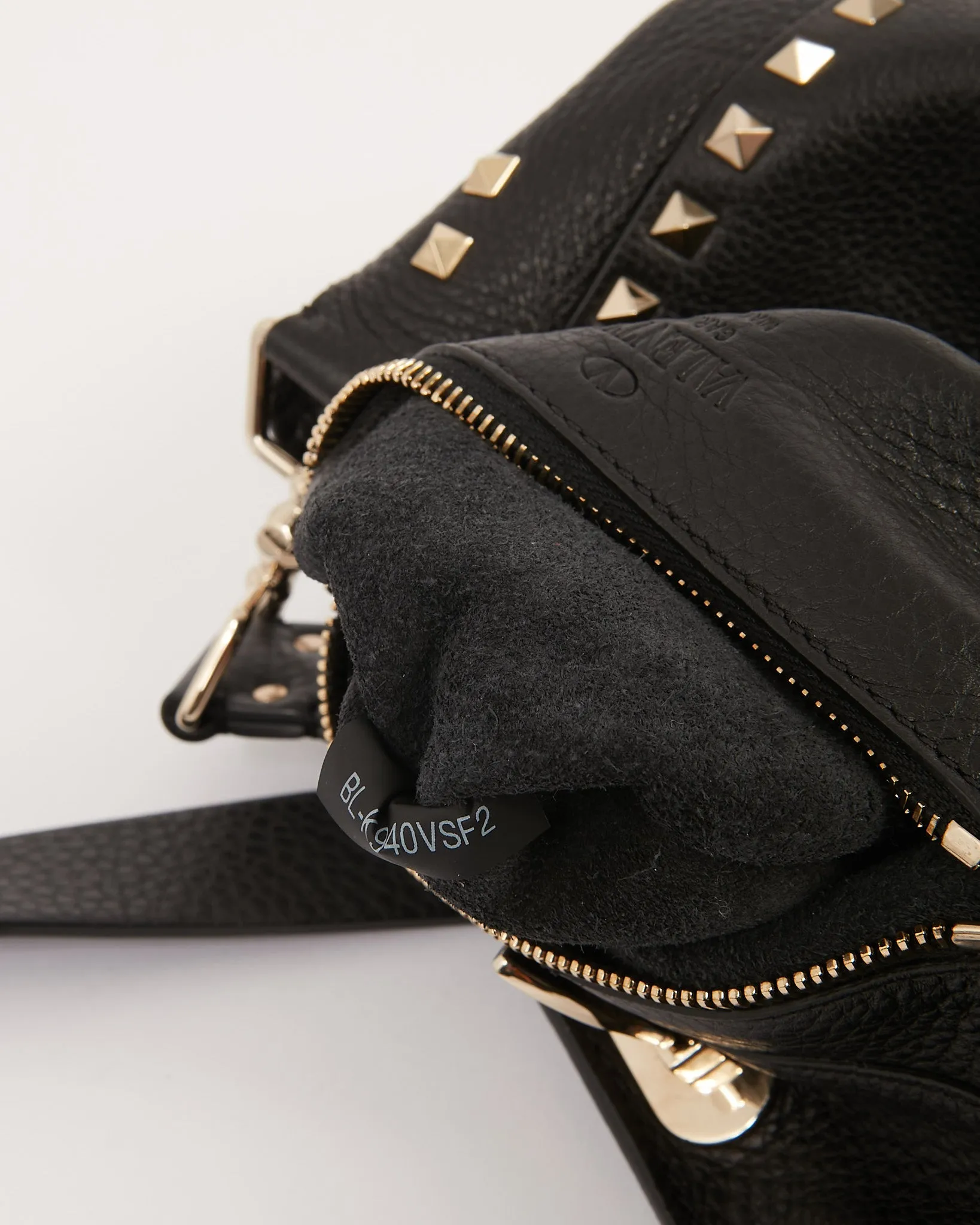Valentino Black Grained Leather Rockstud Messenger Bag