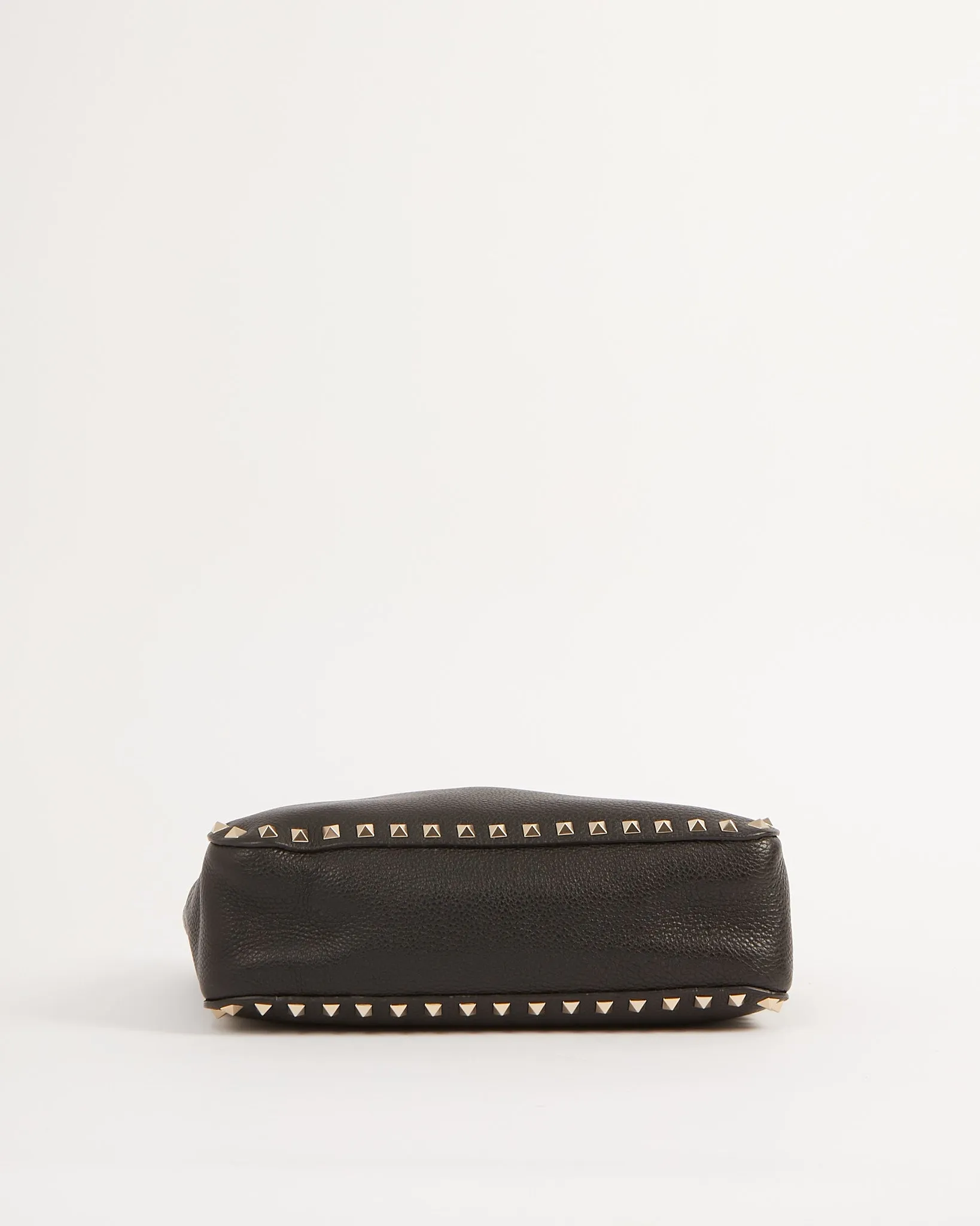 Valentino Black Grained Leather Rockstud Messenger Bag