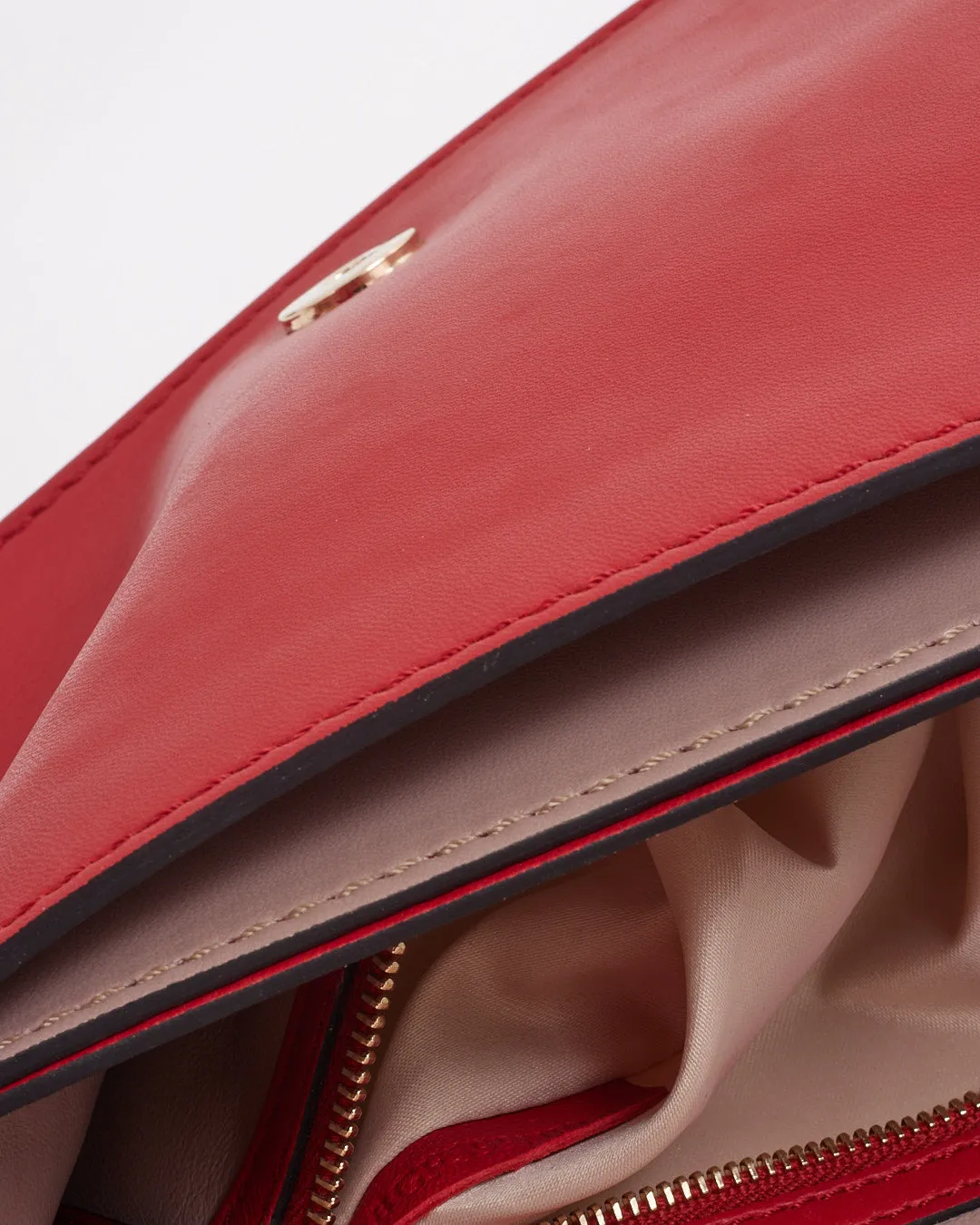 Valentino Red Leather Rockstud Flap Wristlet Clutch