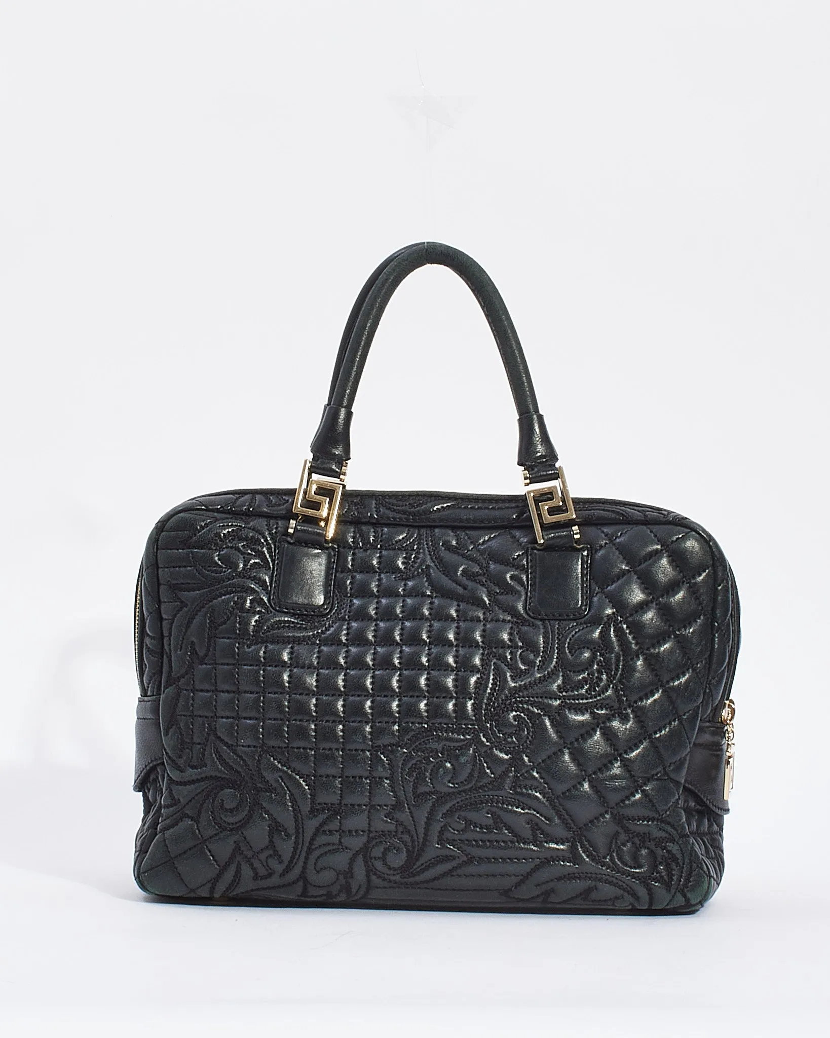 Versace Black Vanitas' Leather Convertible Tote