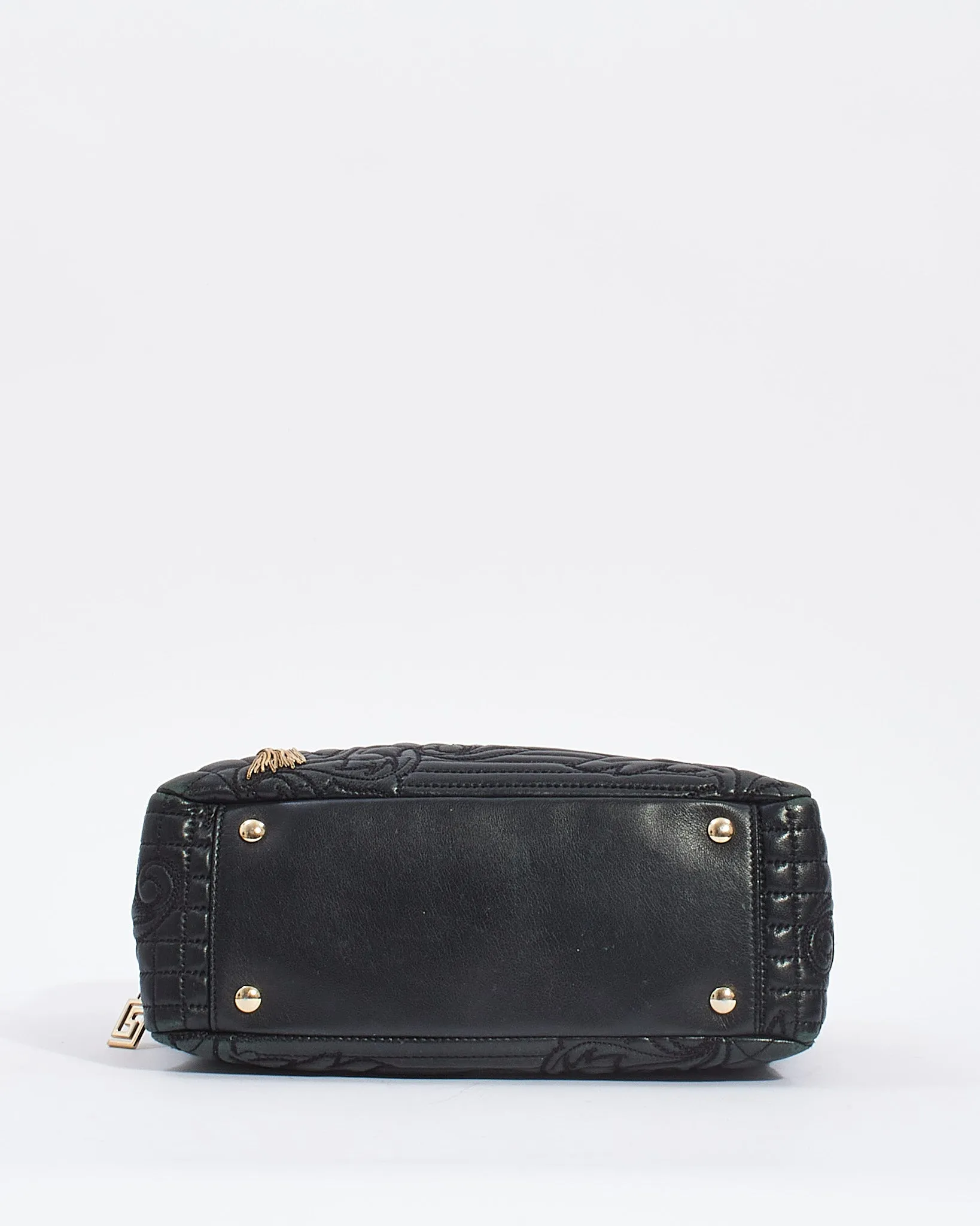 Versace Black Vanitas' Leather Convertible Tote