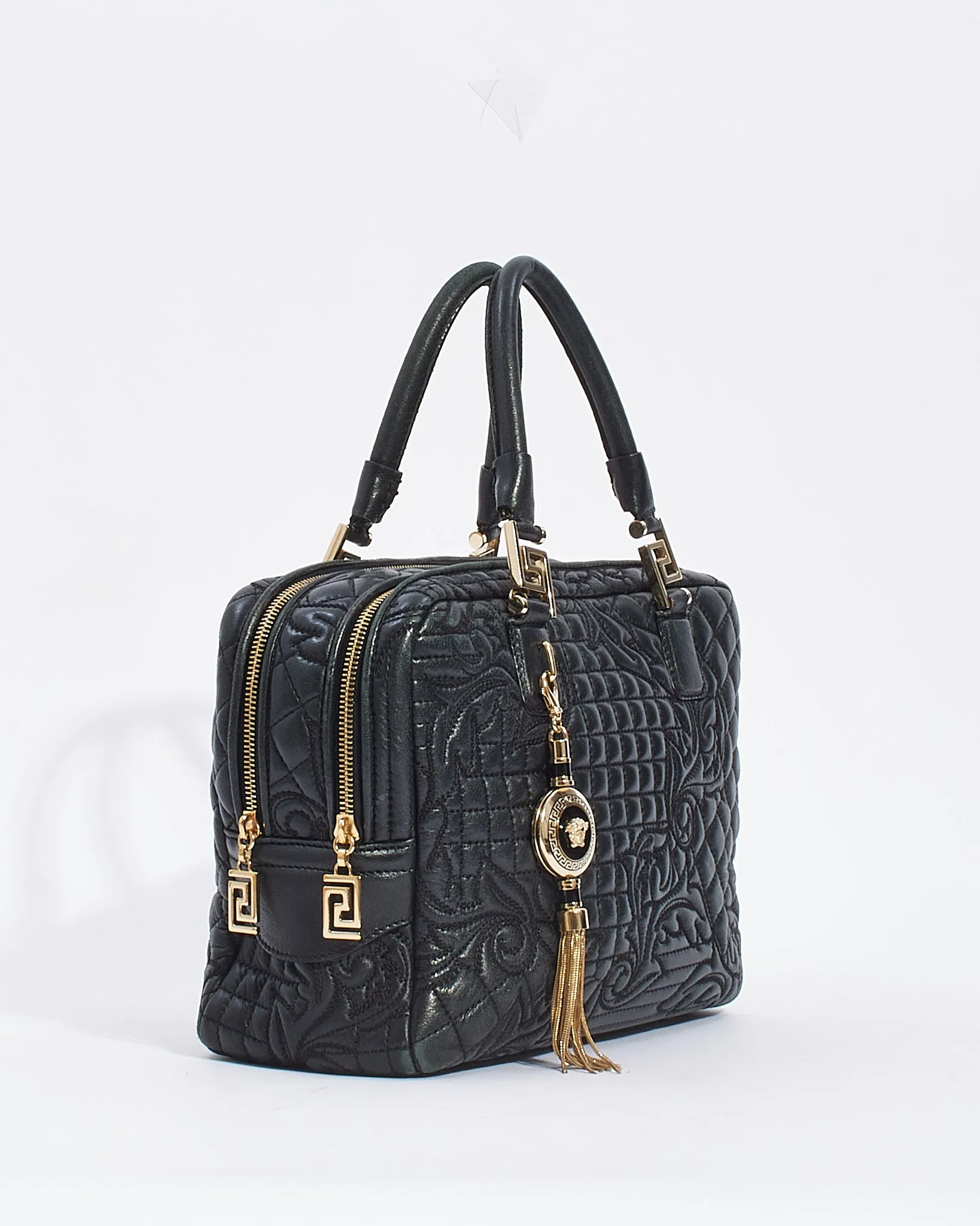 Versace Black Vanitas' Leather Convertible Tote