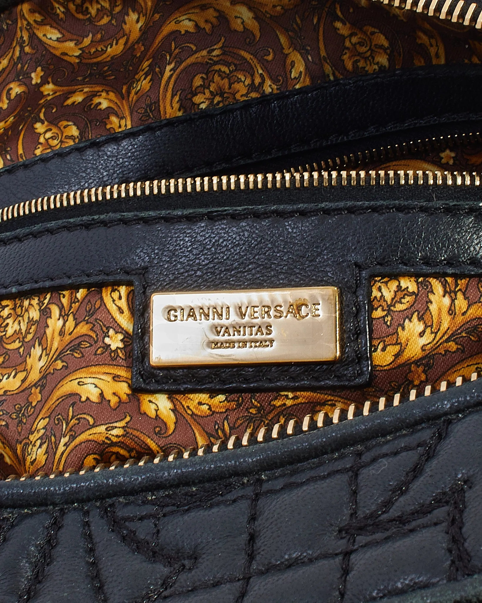 Versace Black Vanitas' Leather Convertible Tote